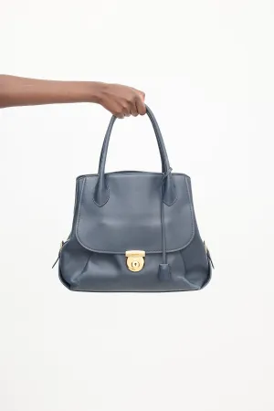 Navy Leather Fiamma Bag