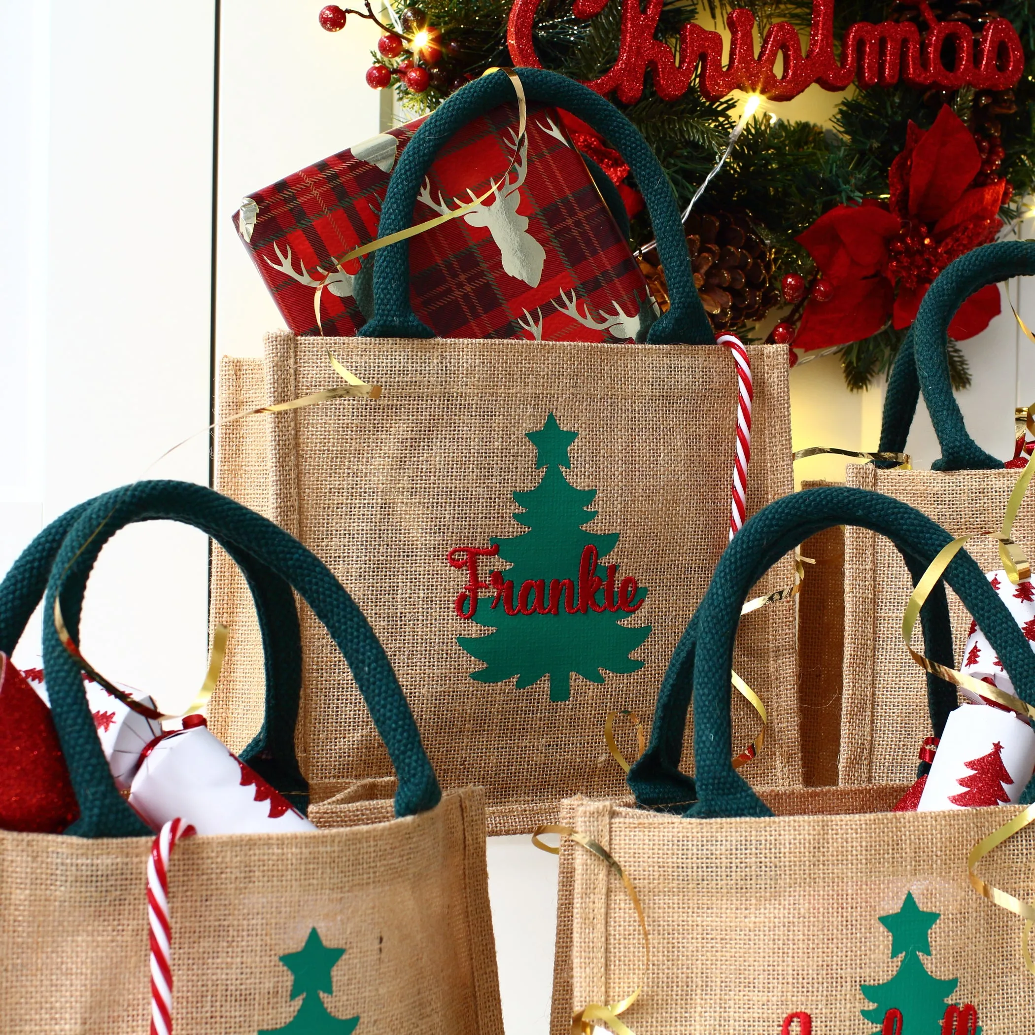 NEW - Embroidered 2D Christmas Tree Gift Bag