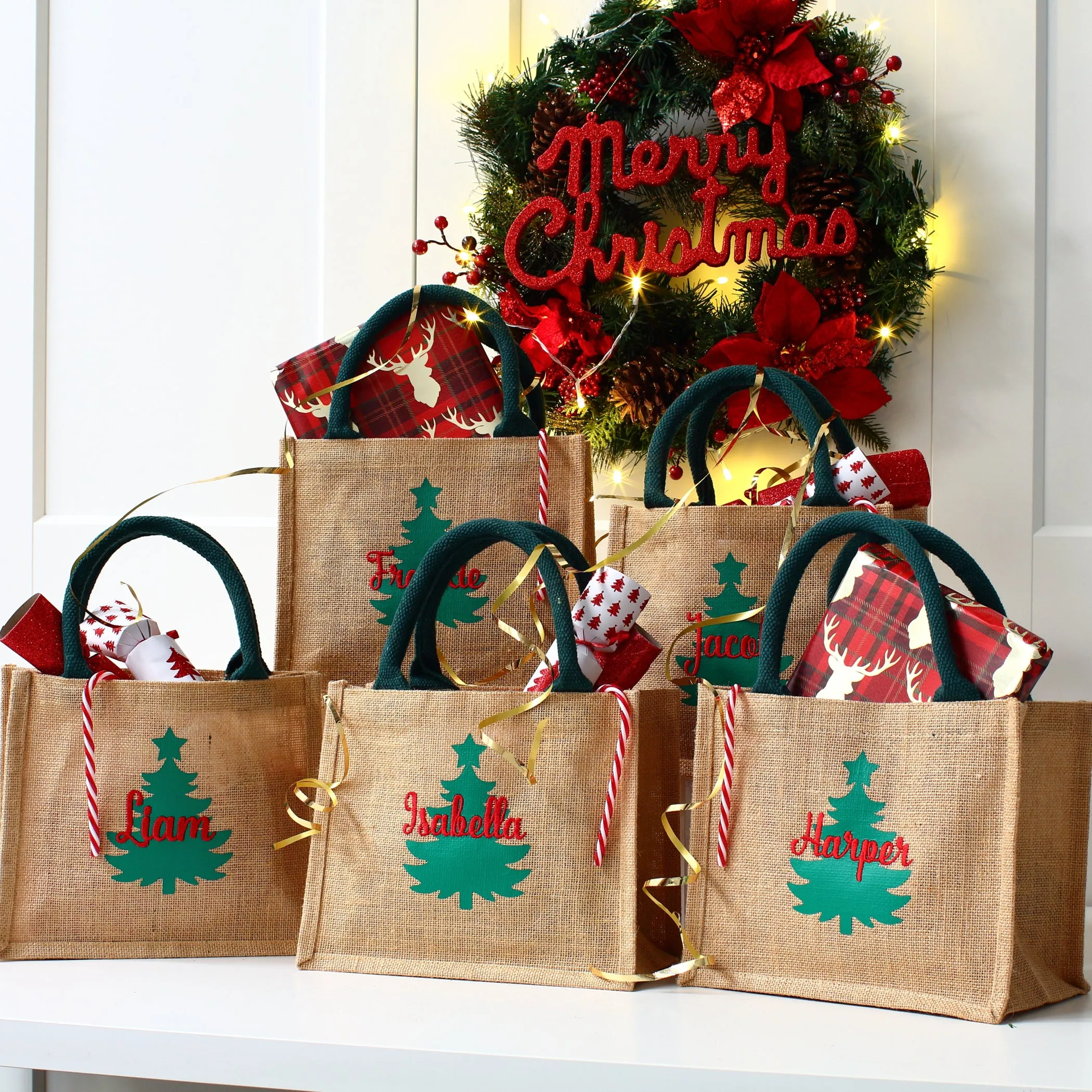 NEW - Embroidered 2D Christmas Tree Gift Bag