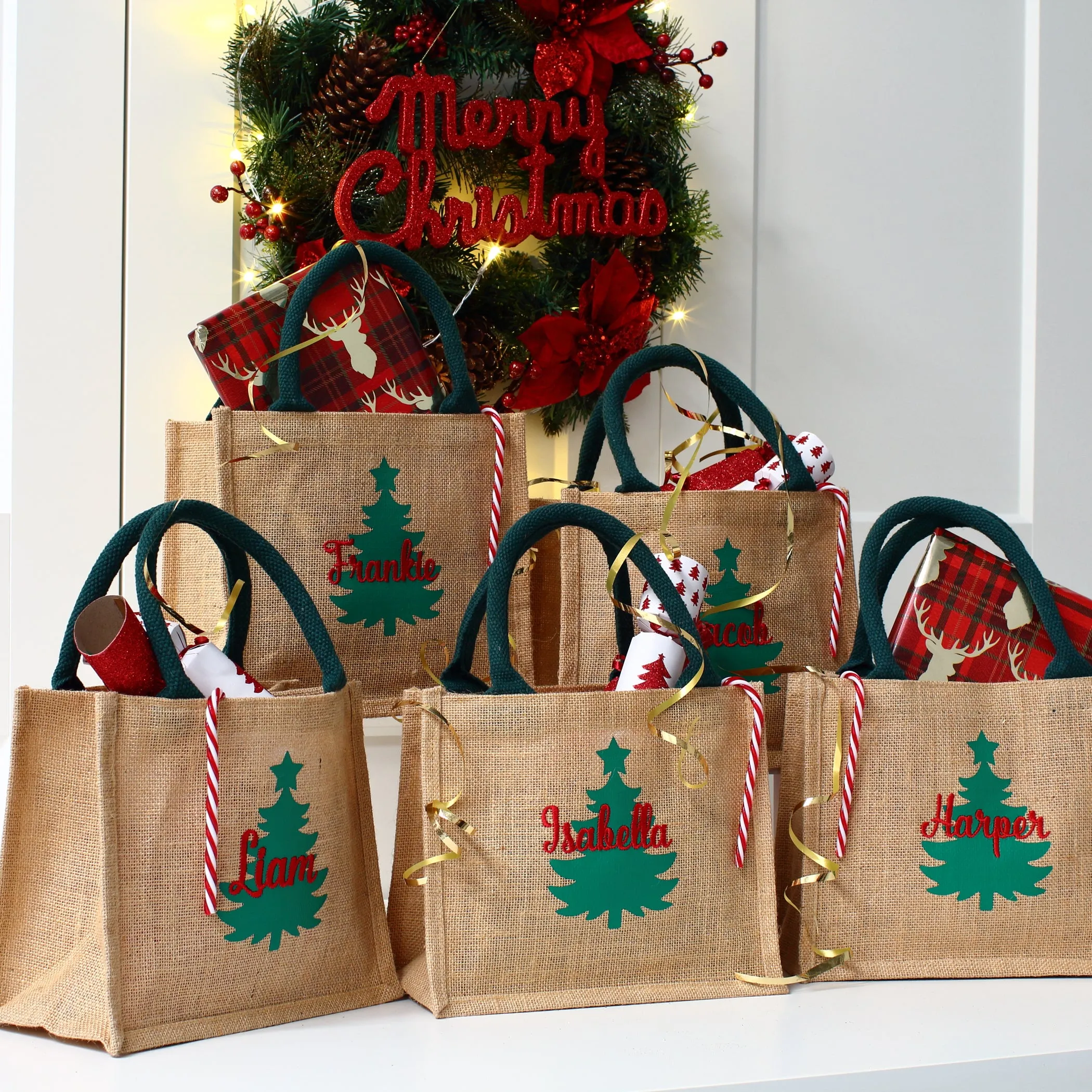 NEW - Embroidered 2D Christmas Tree Gift Bag