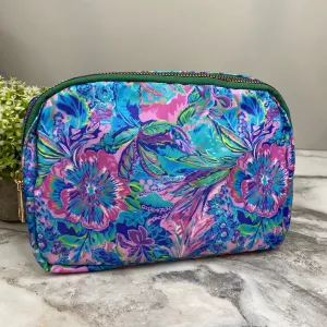 Nylon Belt Bag - Crossbody   Fanny - Floral Blue Green Light Purple