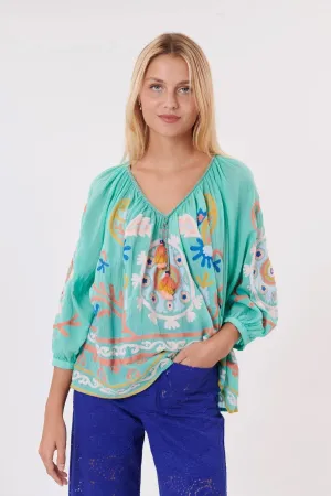 Objectif Embroidered  Top-Seafoam