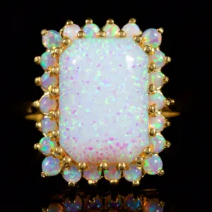 Opal Ring Large 18Ct Gold On Silver