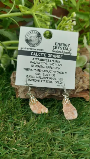 Orange Calcite Earrings Crystal - Rare Piece - Gift Ideas