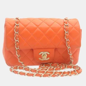 Orange Leather Mini Flap