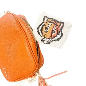 Out and About Seed Bead Coin Purse: Tiger