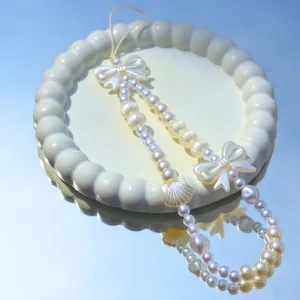 Pearl Bow Korean White Phone Charm