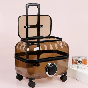 Pet Luggage Generation Traveler Bag Portable Trolley Space Capsule in Transparent, Brown,Clear for Cat, Bunny and other Small Pets