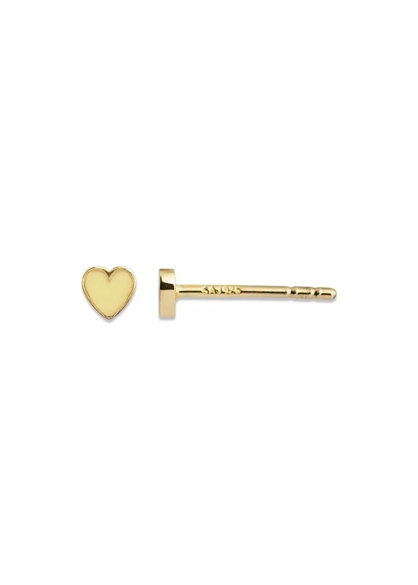 Petit Love Heart Yellow Enamel - Silver