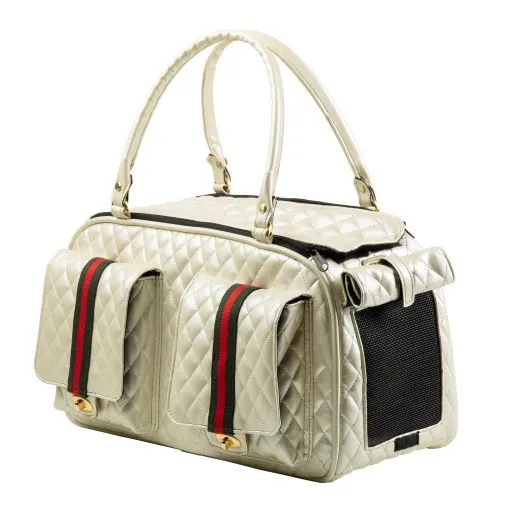 Petote Marlee 2 Dog Carrier Ivory Quilted Stripe