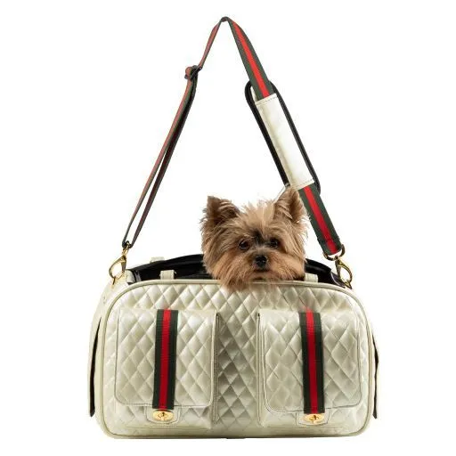 Petote Marlee 2 Dog Carrier Ivory Quilted Stripe