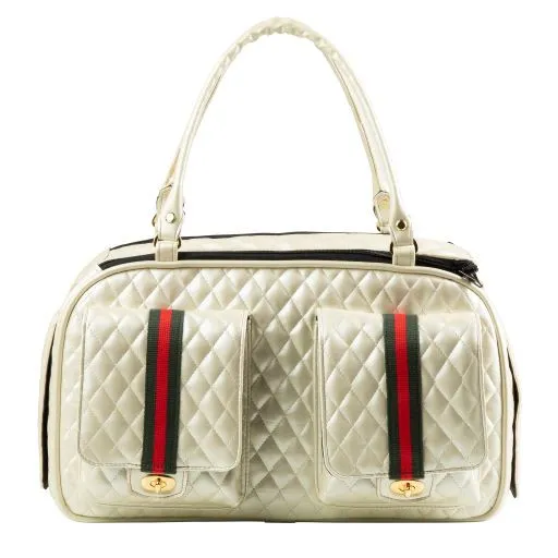 Petote Marlee 2 Dog Carrier Ivory Quilted Stripe