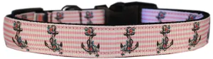 Pink Anchors Nylon Dog Collar Sm