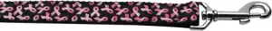 Pink Ribbons On Black Nylon Dog Leash 5-8 Inch Wide 6ft Long