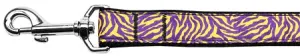 Purple And Yellow Tiger Stripes Nylon Dog Leash 3-8 Inch Wide 6ft Long