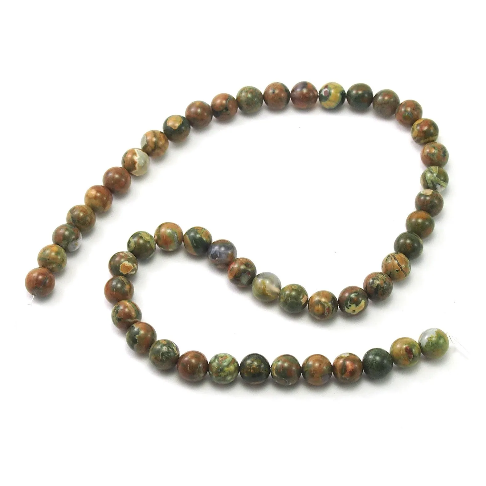 Rainforest Jasper Smooth Rounds 8mm Strand