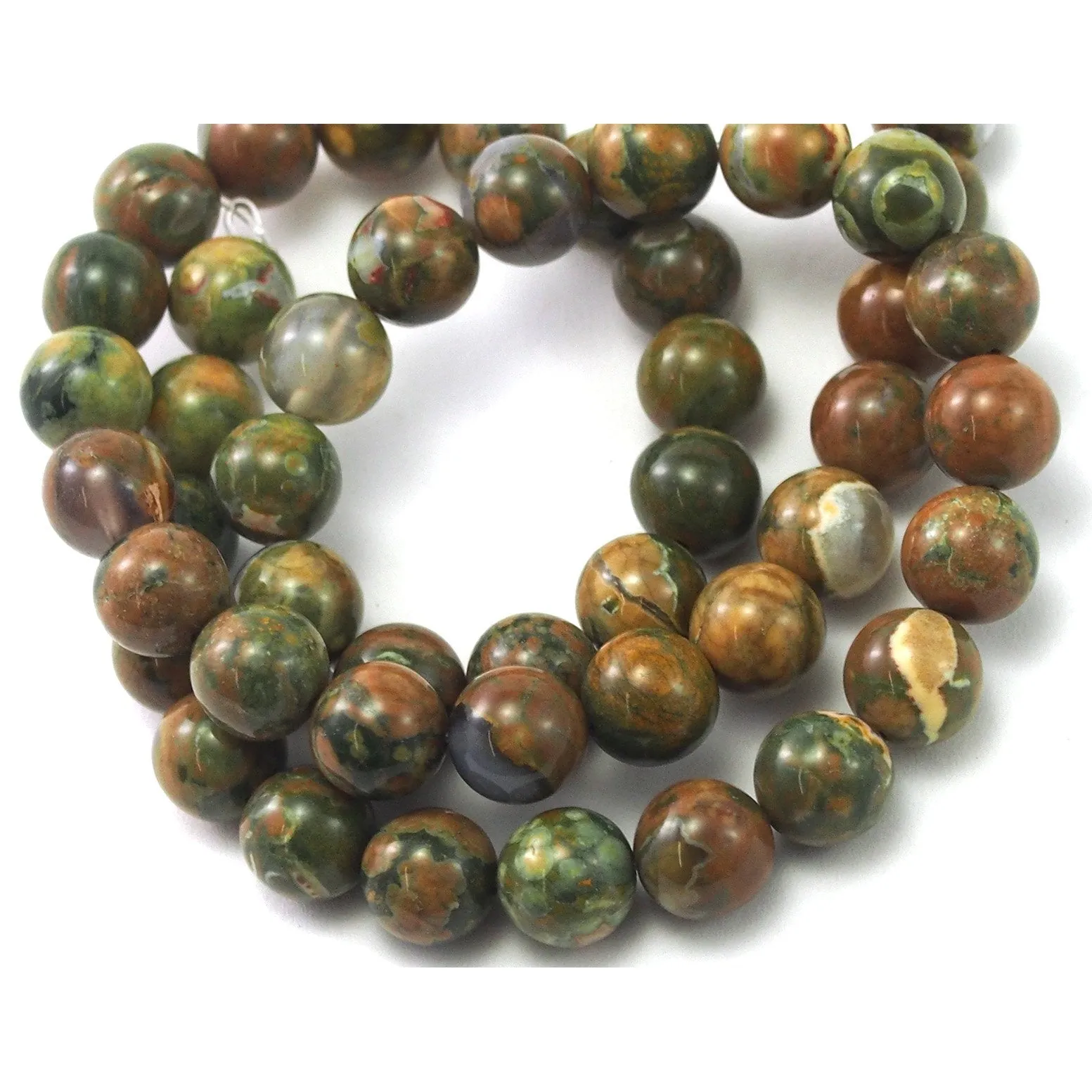 Rainforest Jasper Smooth Rounds 8mm Strand