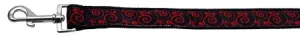 Red And Black Swirly Nylon Dog Leash 3-8 Inch Wide 6ft Long