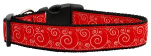 Red And White Swirly Nylon Dog Collar Xl