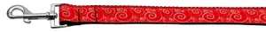 Red And White Swirly Nylon Dog Leash 3-8 Inch Wide 4ft Long