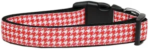 Red Houndstooth Nylon Dog Collar Xl