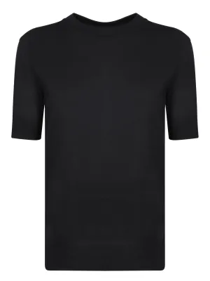 Ribbed details black t-shirt