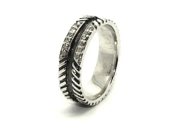 Rope Pave Band Ring With Diamonds(7mm)