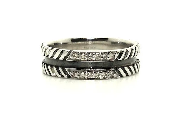 Rope Pave Band Ring With Diamonds(7mm)