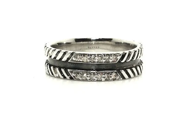 Rope Pave Band Ring With Diamonds(7mm)