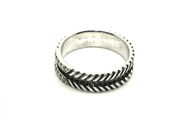 Rope Pave Band Ring With Diamonds(7mm)