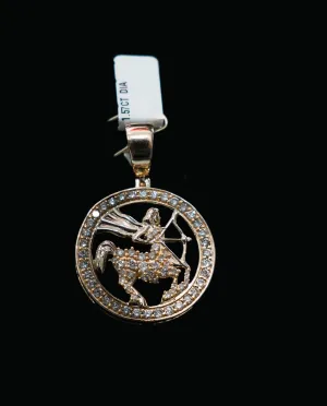 Sagittarius Sign Pendant 10K Yellow Gold With Diamond / 1.57Ct Dia/ 5.5gr