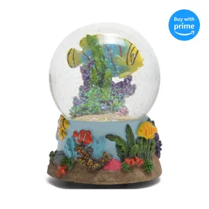 Sandbar Tropical Fish 100MM Snow Globe Plays Tune By the Beautiful Sea