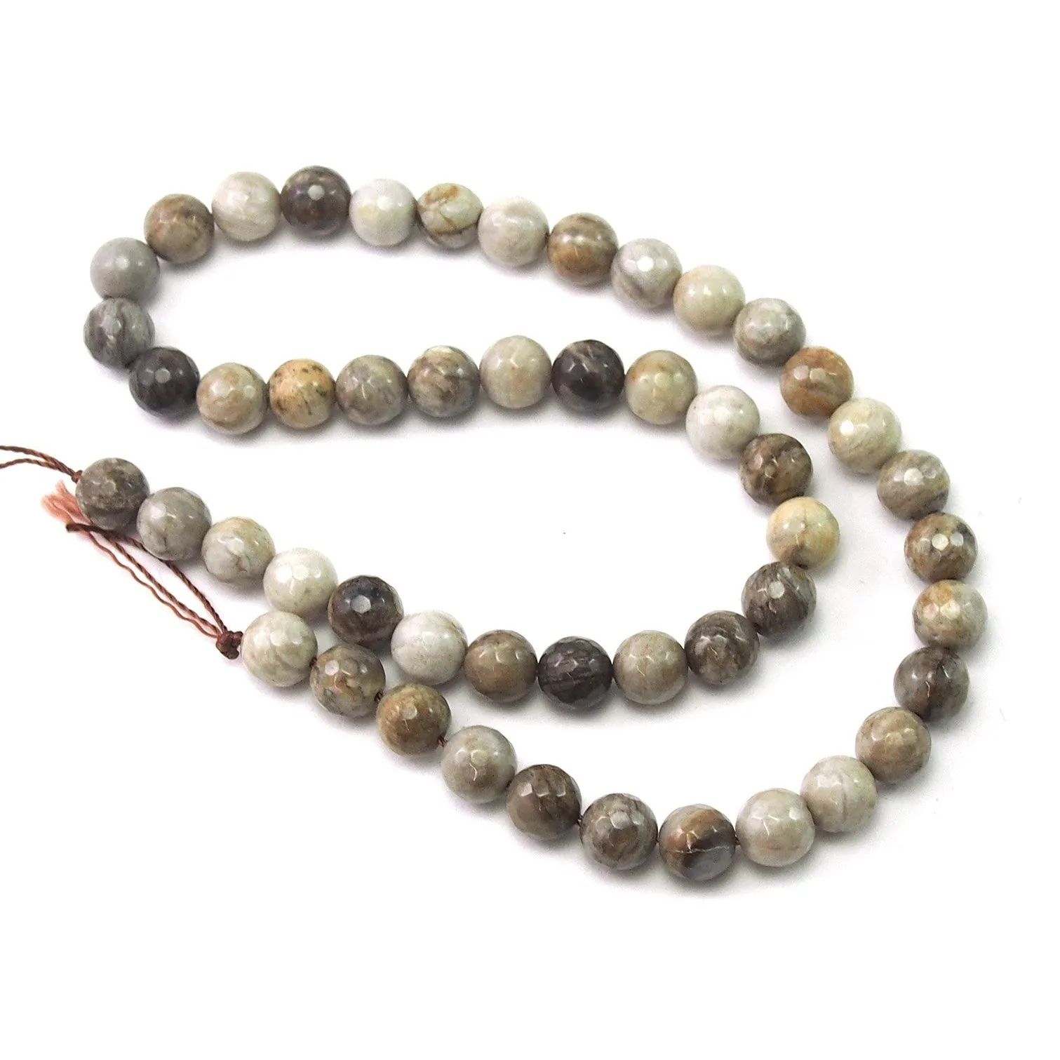 Silver Leaf Jasper Faceted Rounds 8mm Strand