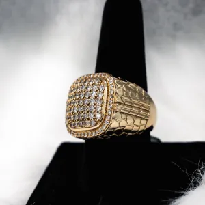 Square Ring 10K Yellow Gold With Diamonds 2,35ct / 14.3gr / Size 10