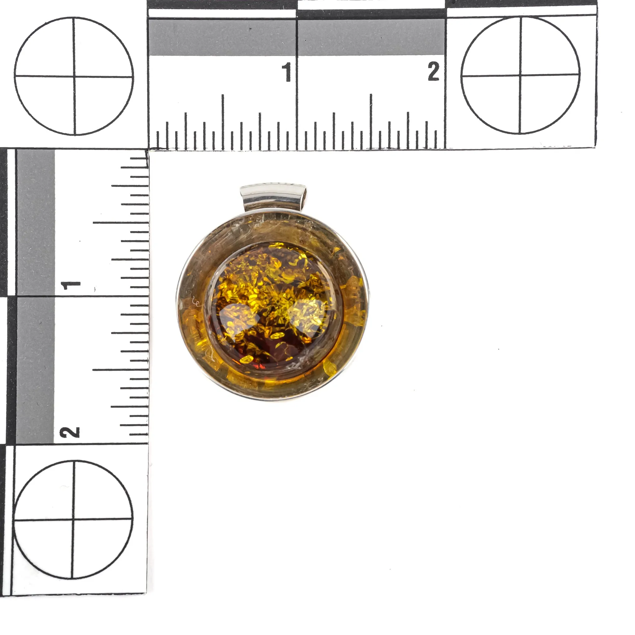 Sterling Amber Cabochon Disc Pendant