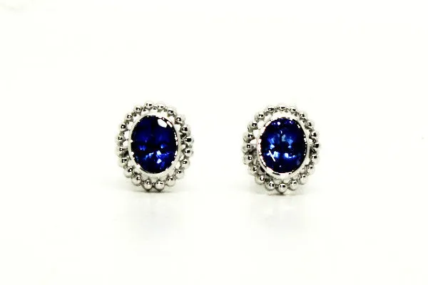 Tanzanite Earrings In 14k White Gold