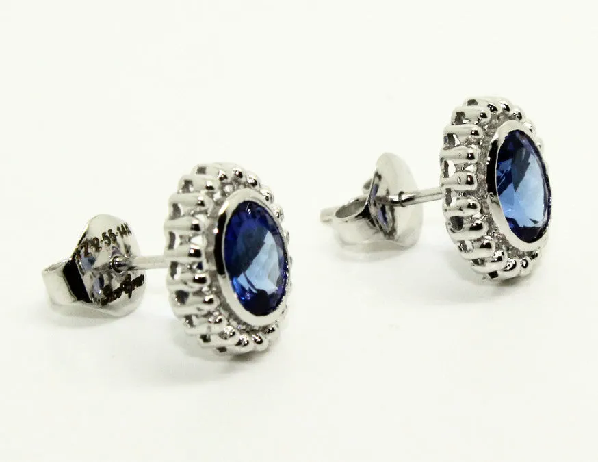 Tanzanite Earrings In 14k White Gold