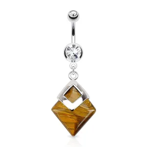 Tigers Eye Diamond Shaped Belly Ring