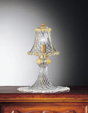 Traditional Clear Murano Glass Table Light With Gold Detail