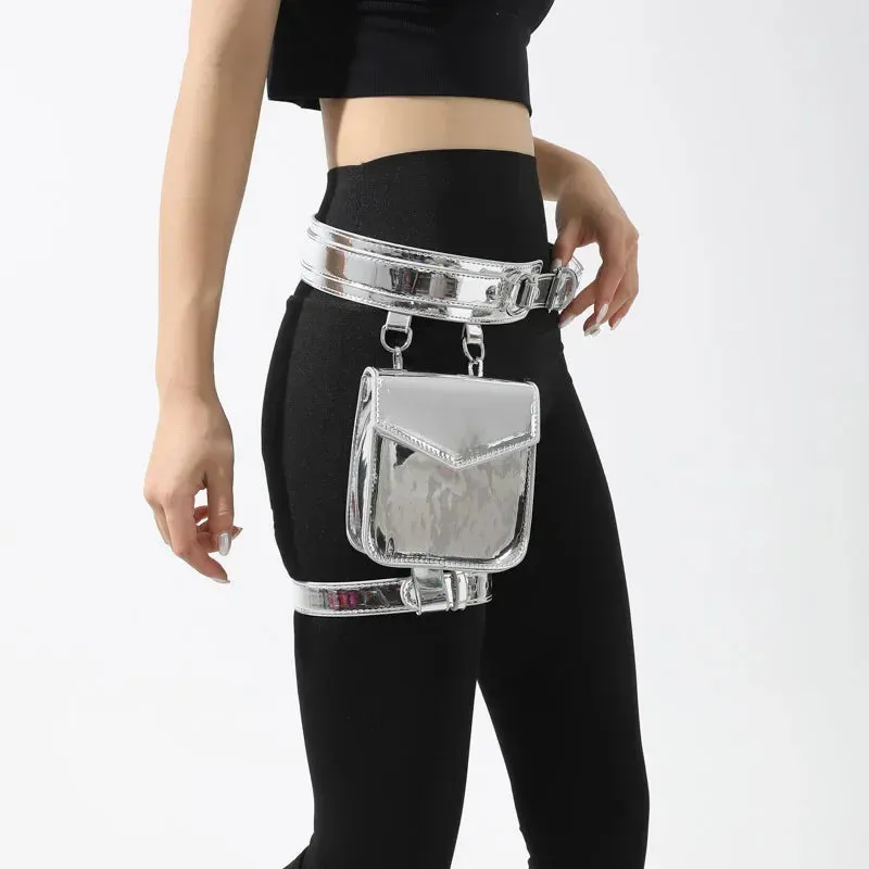 Trendy Metallic Color Leg Belt Purse