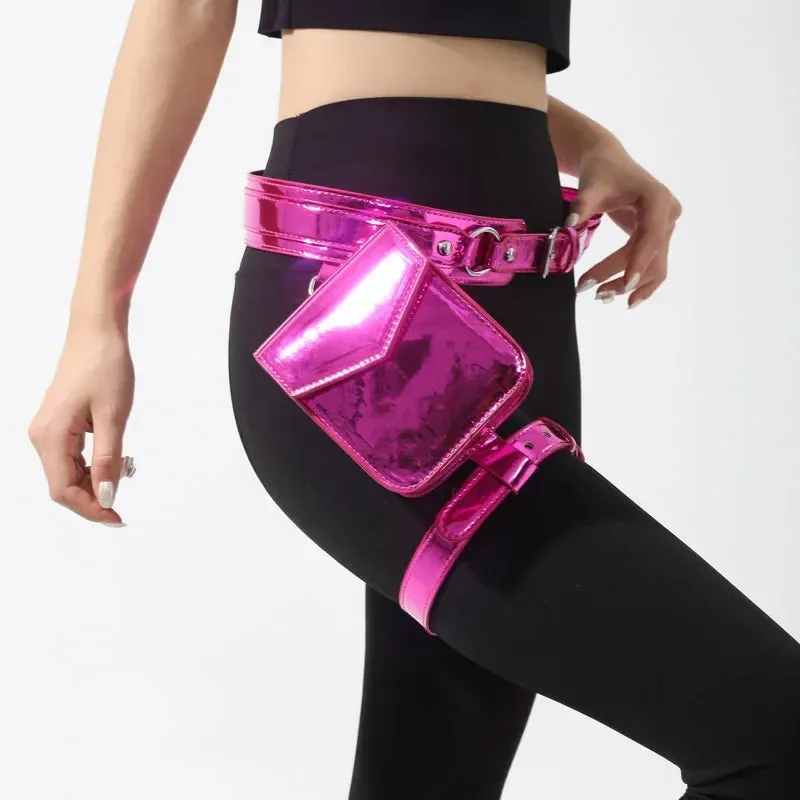 Trendy Metallic Color Leg Belt Purse