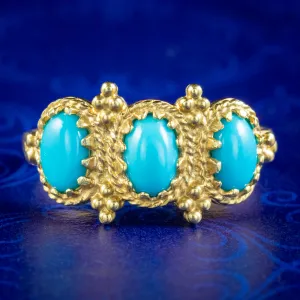 Victorian Style Turquoise Trilogy Ring