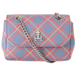 Vivienne Westwood Saffiano Printed Tartan Small Chain Purse - Blue/Orange