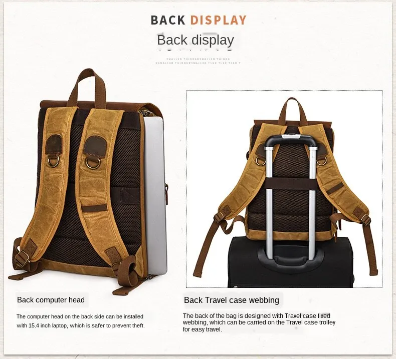 Waterproof Camera Canvas School Backpack Retro Style 17 inch for DSLR SLR