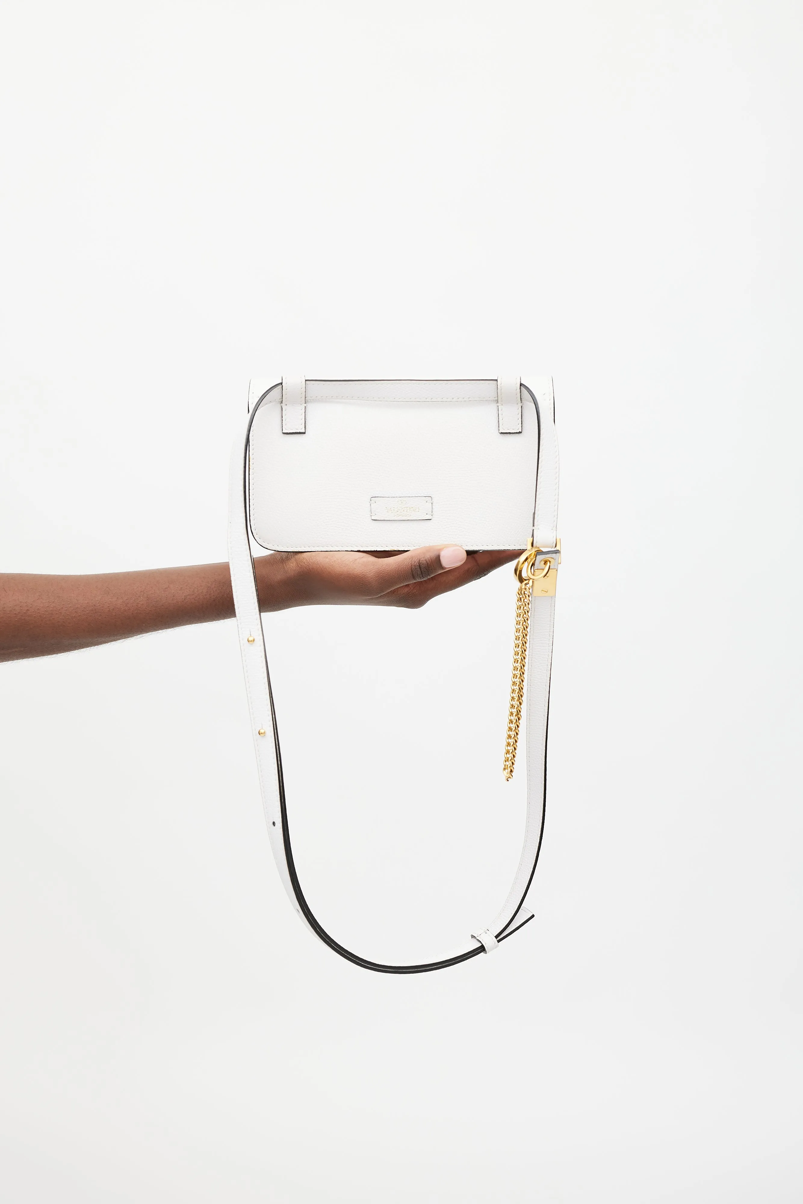 White Leather Vsling Belt Bag