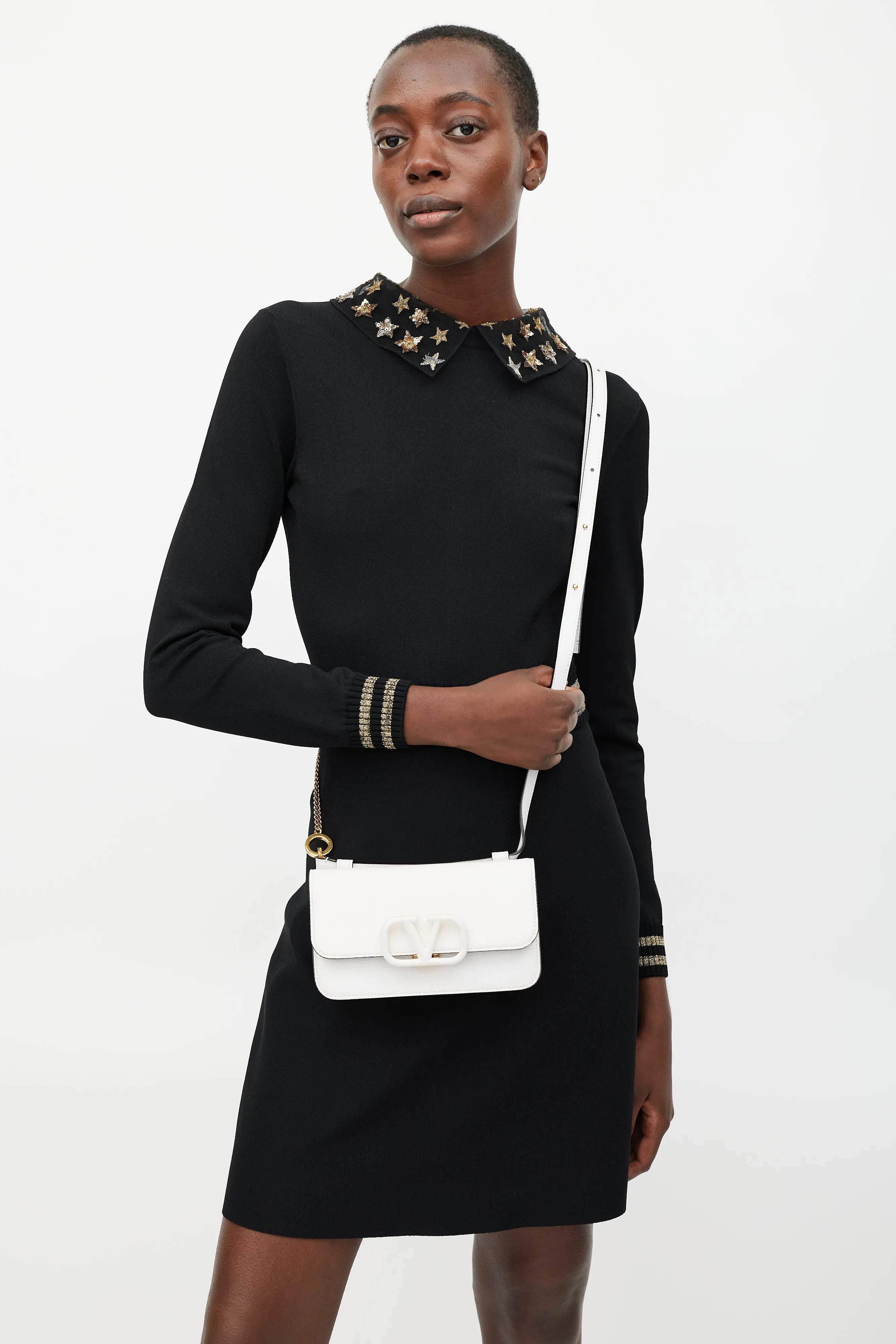 White Leather Vsling Belt Bag