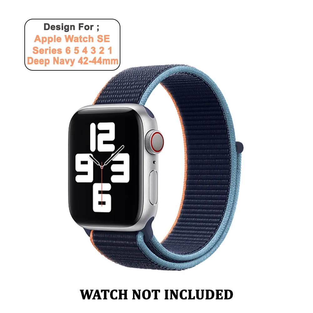 Woven Nylon Straps For Apple Watch-42/44/45/49mm New 2020 Edition(Deep Navy)